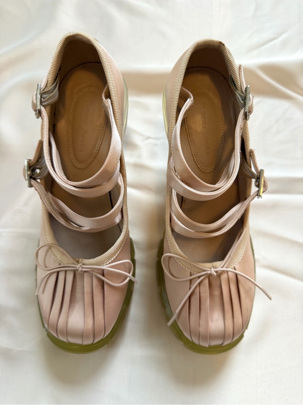 Simone Rocha pink satin criss cross Mary Jane pump with lucite heel - Picture 12 of 14